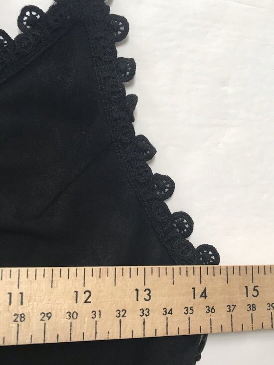 Sea Gypsies Babydoll Slip Dress Small Black Lace Suede Crochet Whimsigoth Fairy - Picture 7 of 12